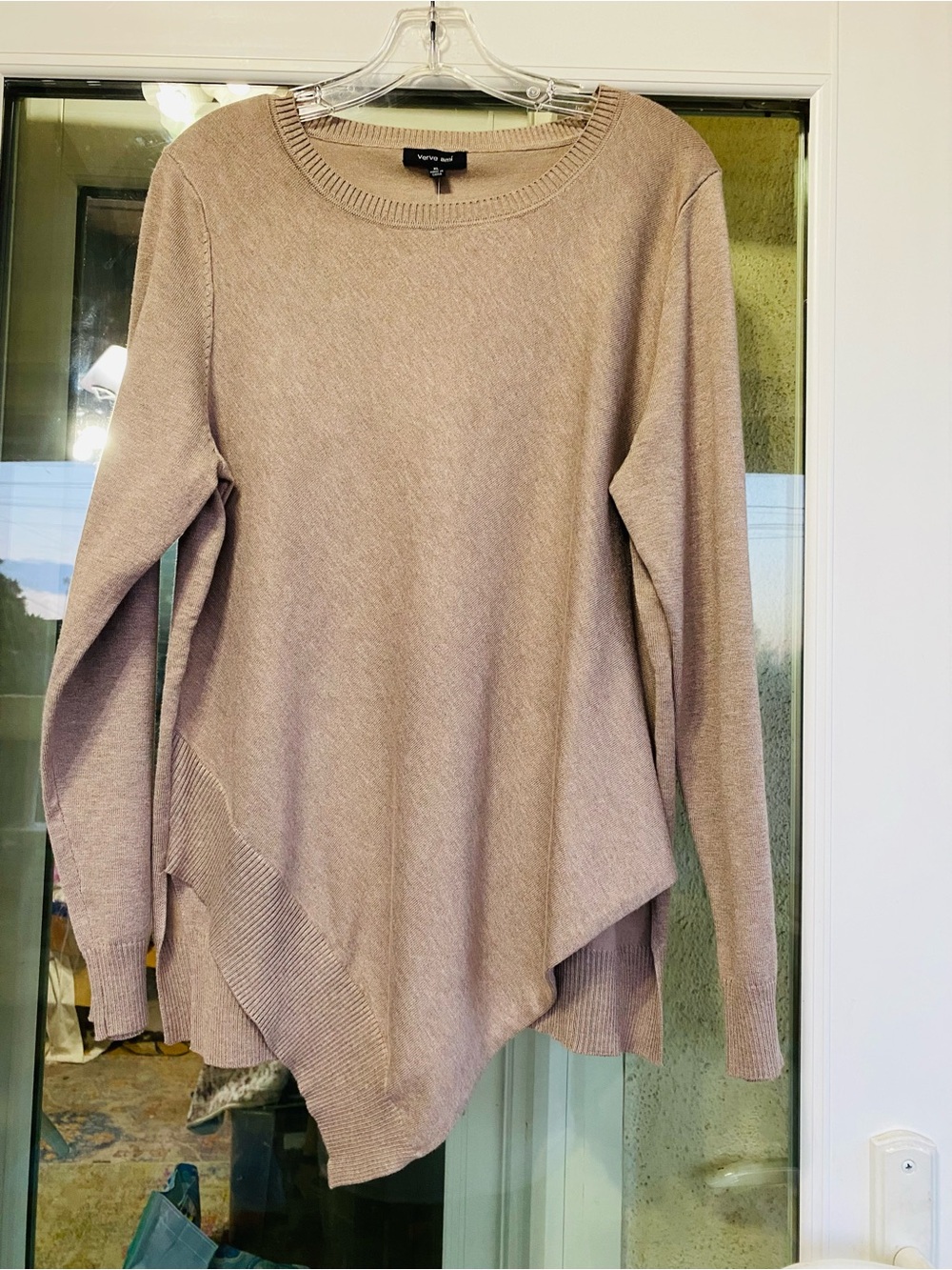 Verve Ami NWT XL Truffle Heather Asymmetrical Tunic Sweater